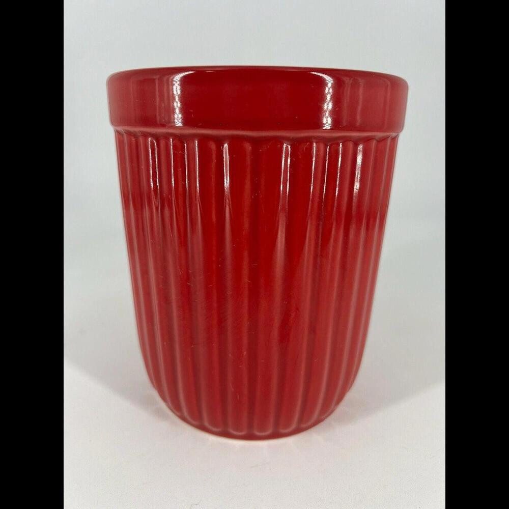 Farberware Red Ceramic Kitchen Utensil Holder Container Crock Jar